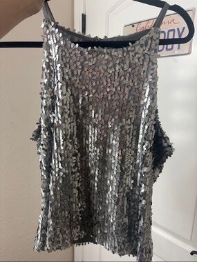 Sparkly sequin silver top